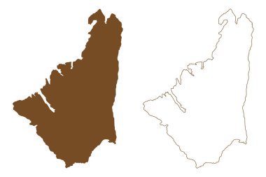 Osteroy Adası (Norveç Krallığı) harita vektör illüstrasyonu, çizim Osteroy haritası