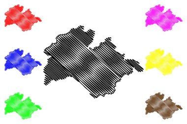 Batı Karbi Anglong ilçesi (Assam Eyaleti, Hindistan Cumhuriyeti) harita vektör ilüstrasyonu, Batı Karbi Anglong haritası çiz
