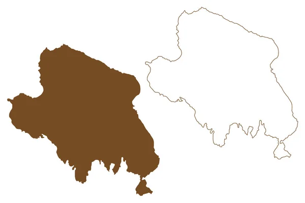 Muhu島 エストニア共和国 西エストニア諸島 サレ郡 地図ベクトル図 スケッチブック Muhuaa Map — ストックベクタ