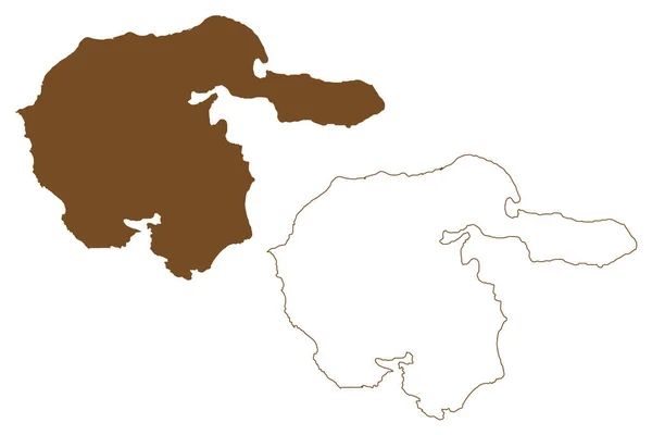 Ilha Hailuoto República Finlândia Mapa Ilustração Vetorial Esboço Rabiscos Karlo — Vetor de Stock