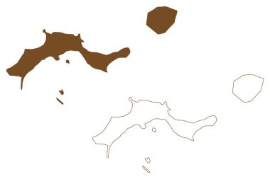 Kongsoya ve Abel adası (Norveç Krallığı, Svalbard Takımadası, Kong Karls veya Kral Charles Diyarı) harita vektör çizimi, çizim Kongsoya, Abeloya haritası