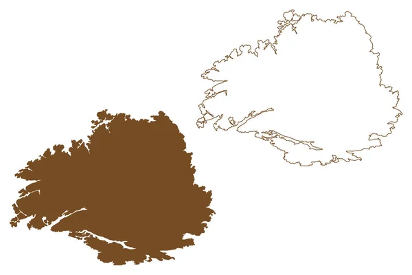 Smola Eiland Koninkrijk Noorwegen Kaart Vector Illustratie Krabbel Schets Smola — Stockvector