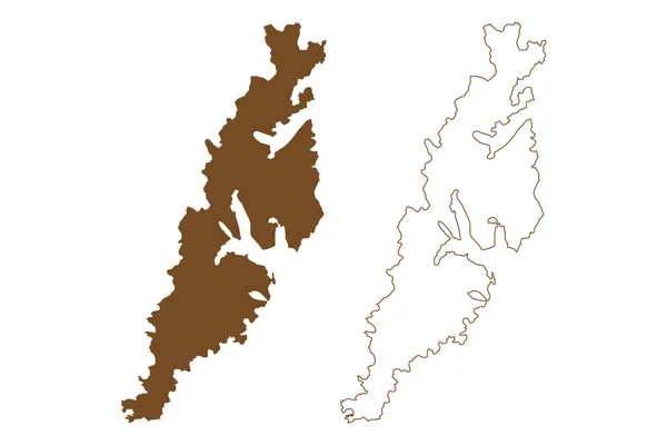 Moskenesoya 노르웨이 Lofoten Archipelago Vector Illustration Scribble Skenesoya Map — 스톡 벡터