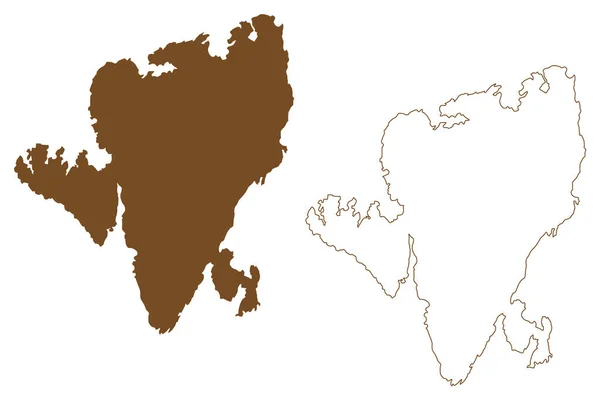 Isla Tysnesoy Reino Noruega Mapa Vector Ilustración Boceto Garabato Tysnesoya — Vector de stock