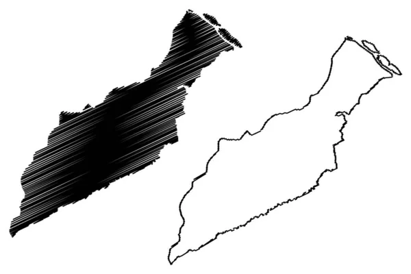 アルヴァレス自治体 アマゾナス州 ブラジルの自治体 ブラジル連邦共和国 地図ベクトル図 スクリブルスケッチアルヴァレス地図 — ストックベクタ