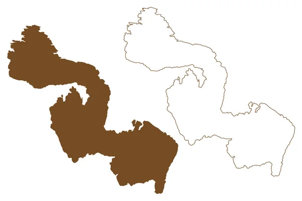 オテロイ島 ノルウェー王国 地図ベクトル図 スクリプトスケッチオテロイ島地図 — ストックベクタ