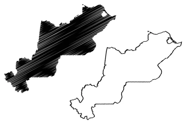 オータズ自治体 アマゾン州 ブラジルの自治体 ブラジル連邦共和国 地図ベクトル図 スクリブルスケッチオータズ地図 — ストックベクタ