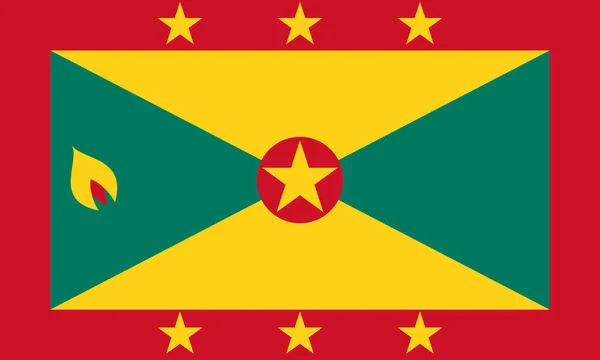 Ulusal Bayrak Grenada Yıldız Hindistan Cevizi — Stok Vektör