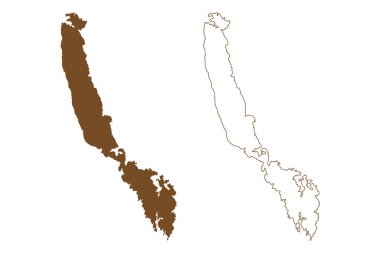 Vaddo Adası (İsveç Krallığı) harita vektör çizimi, karalama çizimi Vaddo haritası