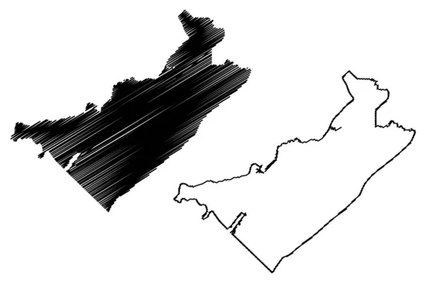 Beruri市 亚马孙州 巴西市 巴西联邦共和国 地图矢量图解 笔画Beruri地图 — 图库矢量图片