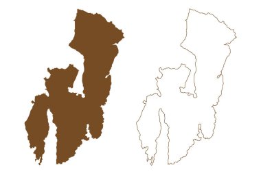 Flakstadoya Adası (Norveç Krallığı, Lofoten takımadaları) harita vektör çizimi, çizim çizimi Flakstadoya haritası