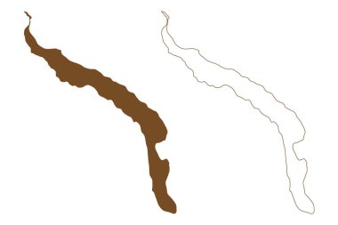 Dolgy Adası (Rusya, Rusya Federasyonu, Pechora Denizi) harita vektör çizimi, çizim Long Island haritası