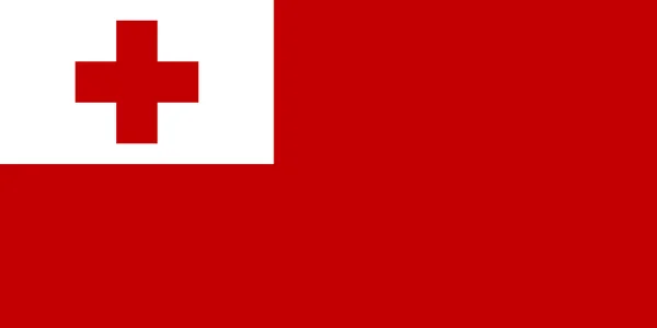 Flaga Narodowa Królestwo Tonga Czerwone Pole Białym Prostokątem Górnym Narożniku — Wektor stockowy