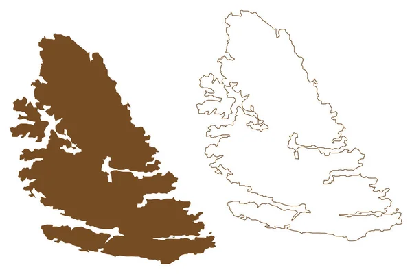 Otava Adası Finlandiya Cumhuriyeti Archipelago Denizi Harita Vektör Çizimi Çizim — Stok Vektör