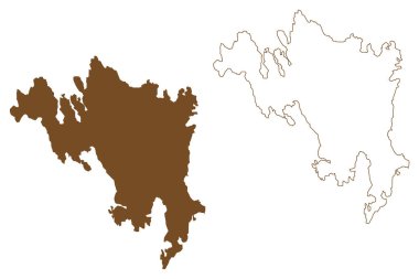 Lemland Adası (Finlandiya Cumhuriyeti, Aland Adaları) harita vektör çizimi, çizim Lemland haritası