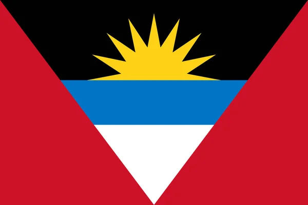 Bandera Nacional Antigua Barbuda Tricolor Horizontal Negro Azul Blanco Con — Vector de stock