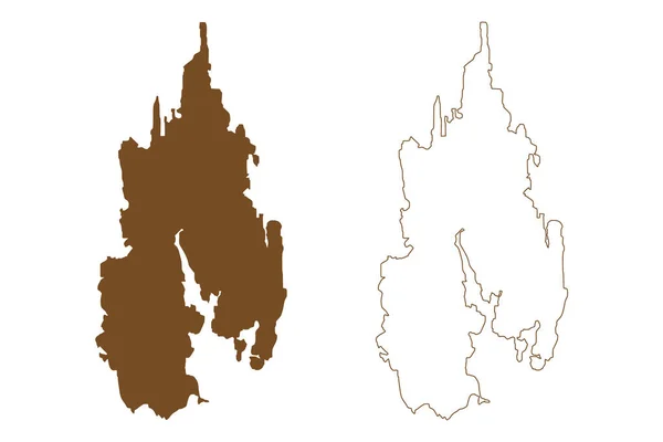 Eckero Eiland Republiek Finland Aland Eilanden Kaart Vector Illustratie Krabbel — Stockvector