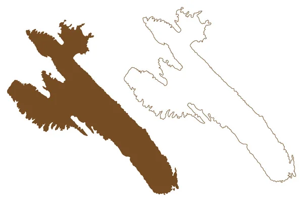 Isola Rab Repubblica Croazia Mare Adriatico Mappa Vettoriale Illustrazione Scarabocchio — Vettoriale Stock