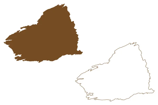 ツツナ島 ノルウェー王国 地図ベクトル図 スクリプトスケッチツナ地図 — ストックベクタ