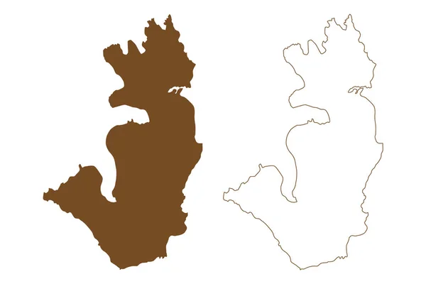 Isola Nordkvaloya Regno Norvegia Mappa Vettoriale Illustrazione Schizzo Scarabocchio Nordkvaloya — Vettoriale Stock
