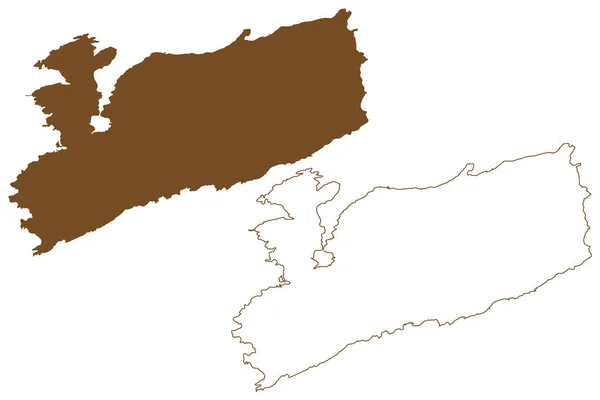 Otroya Isola Regno Norvegia Mappa Vettoriale Illustrazione Scarabocchio Schizzo Otroy — Vettoriale Stock