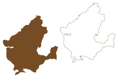 Tasinge Adası (Danimarka Krallığı) harita vektör çizimi, taslak taslak haritası