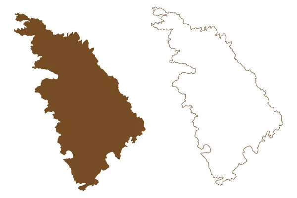 シフノス島 ギリシャ共和国 ギリシャ キクラデス諸島 地図ベクトル図 スクリブルスケッチシフノス地図 — ストックベクタ