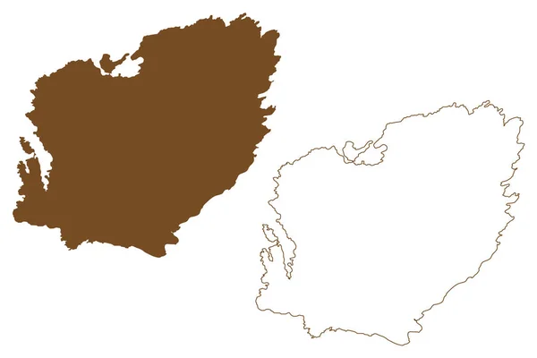 Isla Frei Reino Noruega Mapa Vector Ilustración Boceto Garabato Mapa — Vector de stock