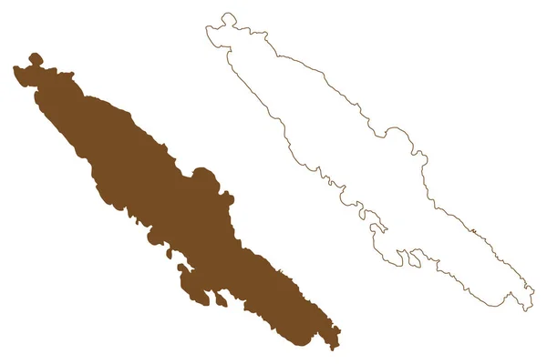 パスマン島 クロアチア共和国 アドリア海 地図ベクトル図 スケッチブック パスマン地図 — ストックベクタ