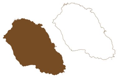 Graciosa Adası (Azores Archipelago, Portekiz, Portekiz Cumhuriyeti) harita vektör çizimi, çizim çizimi Ilha da Branca haritası