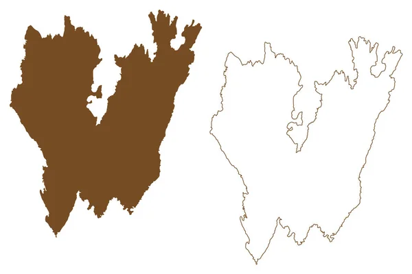 Torso Island Kingdom Sweden Lake Vanern Map Vector Illustration Scribble — Stock Vector