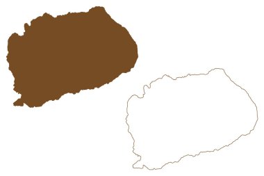 Ombo adası (Norveç Krallığı) harita vektör illüstrasyonu, çizim Ombo haritası