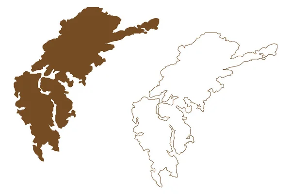 Insel Ljustero Königreich Schweden Kartenvektorillustration Kritzelskizze Karte Ljustero — Stockvektor
