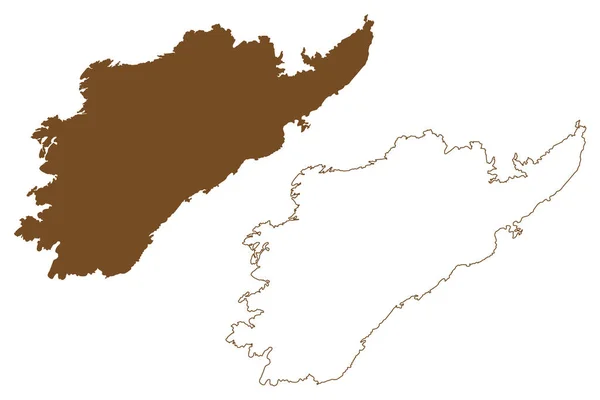 レカ島 ノルウェー王国 地図ベクトル図 スケッチブック レカ地図 — ストックベクタ