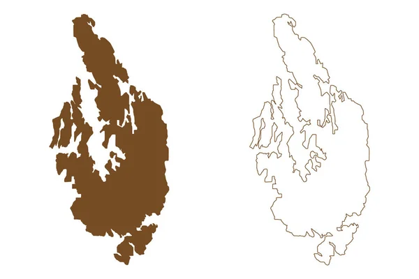 Huftaroy Ostrov Kingdom Norway Mapa Vektorové Ilustrace Čmáranice Huftaroy Mapa — Stockový vektor