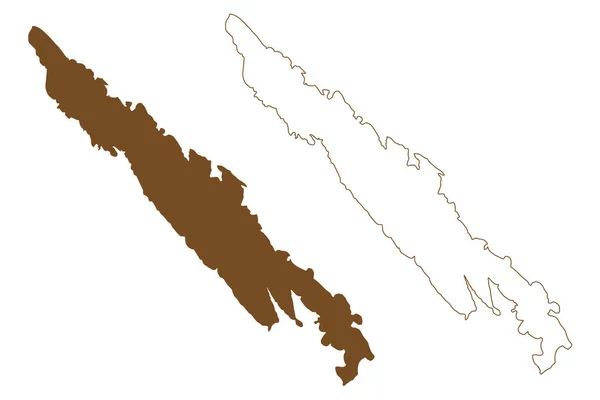 Isola Ugljan Repubblica Croazia Mare Adriatico Arcipelago Zara Mappa Vettoriale — Vettoriale Stock