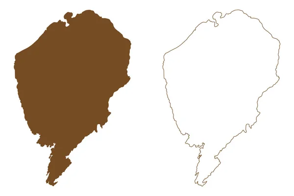 Ilha Varaldsoy Reino Noruega Mapa Ilustração Vetorial Esboço Rabiscos Varaldsoy — Vetor de Stock