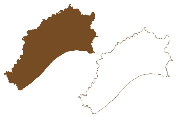 Porto Santo Wyspa Archipelag Madery Portugalia Republika Portugalska Mapa Wektor — Wektor stockowy