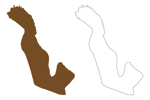 Vidoy Wyspa Królestwo Danii Wyspy Owcze Mapa Wektor Ilustracja Skecz — Wektor stockowy