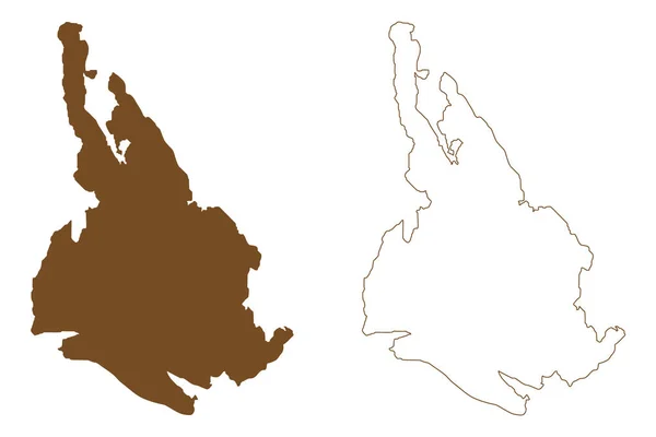 エルヴァランデ島 ノルウェー王国 地図ベクトル図 スケッチブック エルヴァランデ地図 — ストックベクタ