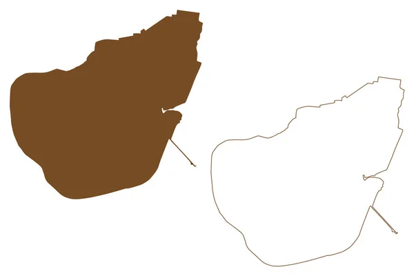 Pellworm Isola Repubblica Federale Germania Mappa Vettoriale Illustrazione Scarabocchio Mappa — Vettoriale Stock