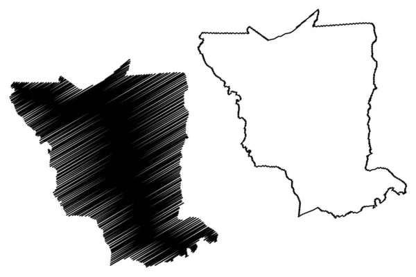 ノルデスティナ自治体 バイーア州 ブラジルの自治体 ブラジル連邦共和国 地図ベクトル図 スクリブルスケッチノルデスティナ地図 — ストックベクタ
