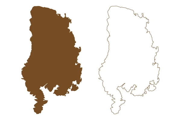 Insel Reksteren Königreich Norwegen Kartenvektorillustration Kritzelskizze Karte Reksteren — Stockvektor