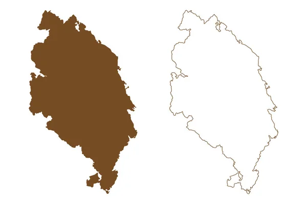 Ilha Vestre Bokn Reino Noruega Mapa Ilustração Vetorial Rabisco Esboço — Vetor de Stock