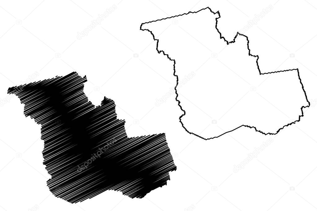 Oliveira dos Brejinhos municipality (Bahia state, Municipalities of Brazil, Federative Republic of Brazil) map vector illustration, scribble sketch Oliveira dos Brejinhos map