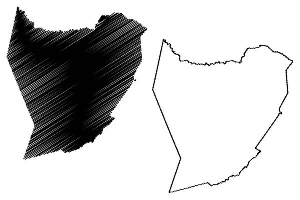 Palmas Monte Alto市 巴伊亚州 巴西市 巴西联邦共和国 地图矢量图解 笔迹草图Palmas Monte Alto地图 — 图库矢量图片
