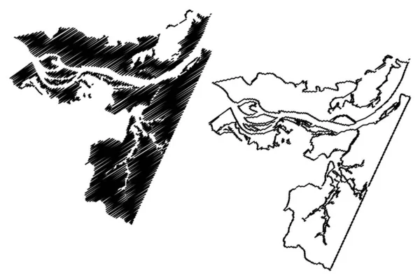 帕林廷斯市 亚马孙州 巴西市 巴西联邦共和国 地图矢量图解 笔迹草图帕林廷斯市地图 — 图库矢量图片