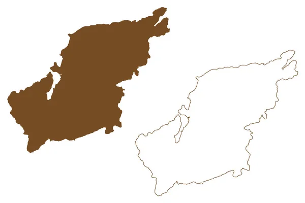Wyspa Lemlahdensaari Republika Finlandii Mapa Wektor Ilustracja Skecz Bazgroły Lemlaxon — Wektor stockowy