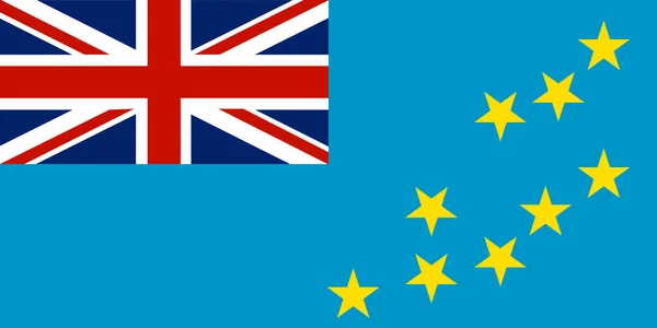 Nemzeti Zászló Tuvalu Ellice Szigetek Világoskék Kilenc Sárga Ötágú Csillag — Stock Vector