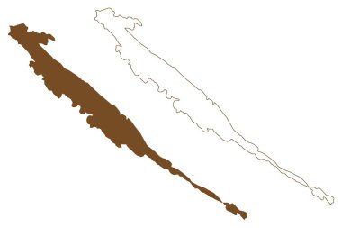 Kornati Adası (Hırvatistan Cumhuriyeti) harita vektör çizimi, çizim Kornati haritası